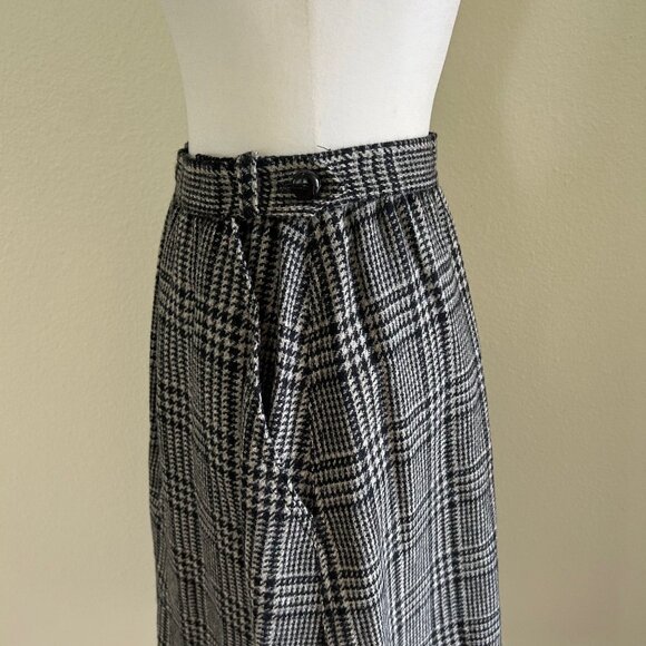 Evan-Picone Skirt Plaid SZ12 100% Wool High-Waist Pleated Union 1980s Vintage - Picture 4 of 9
